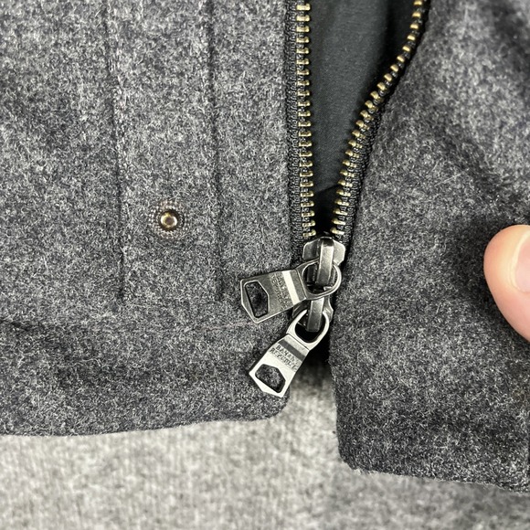 Banana Republic Jacket Mens M Gray Italian Wool Cashmere Full Zip Lined Pea Coat - Picture 12 of 16